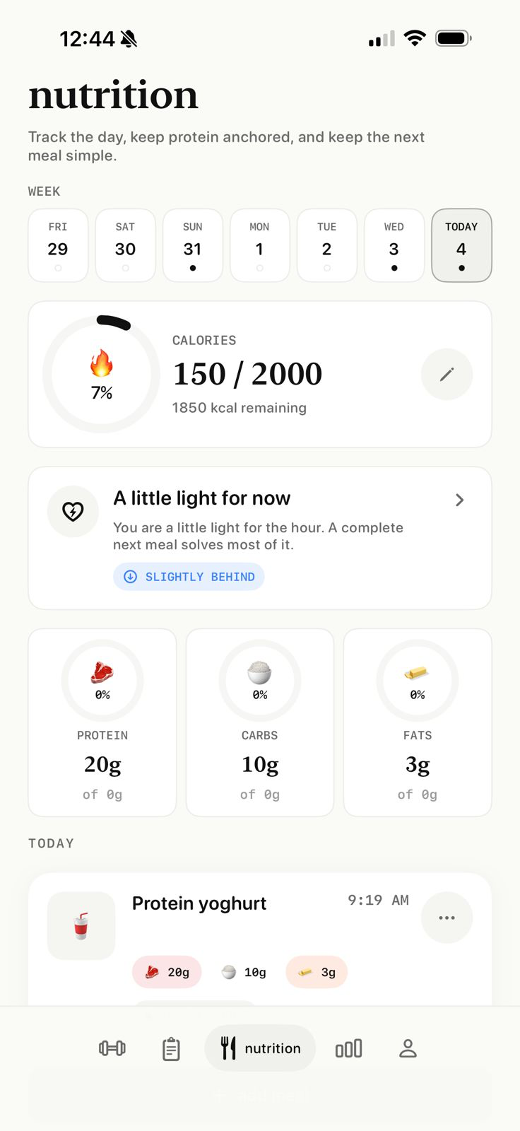 Ghost nutrition week screen