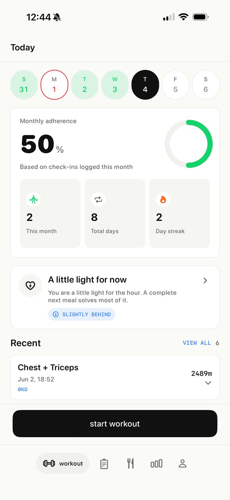 Ghost daily coach home screen